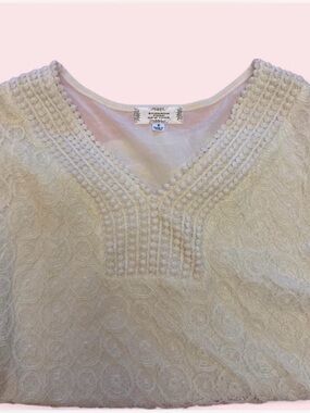 Shannon Ford New York Ivory Lace V-Neck Sweater -